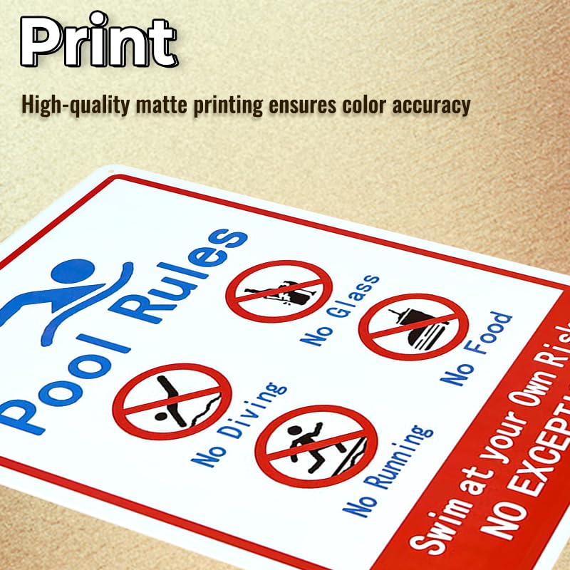 Yunuo 4 Pack Pool Rules Sign Warning Sign Rustic Vintage Metal Tin Poster Outdoor Wall Plaque Wall Art (A) - Image 3